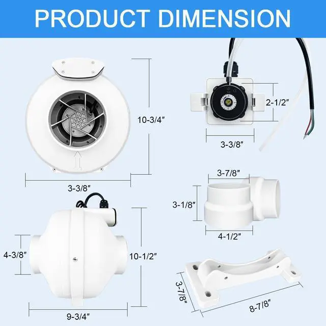 Alt view image 2 of 7 - 4 Inch 240CFM Dryer Booster Fan - Auto On/Off with Adjustable Presssure Sensor Effectively Boosting Drying Efficiency and Reducing Lint Buildup, Easy Install & Energy Efficiency