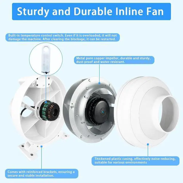 Alt view image 6 of 7 - 4 Inch 240CFM Dryer Booster Fan - Auto On/Off with Adjustable Presssure Sensor Effectively Boosting Drying Efficiency and Reducing Lint Buildup, Easy Install & Energy Efficiency