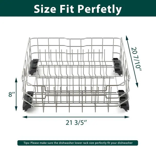 Alt view image 2 of 7 - WD28X26099 WD28X34744 Lower Dishwasher Rack Replacement Parts for GE Lower Dishrack Dishwasher Rack 20.7'' D x 21.6'' W Roller Wheels GE GDF510PSM0SS GDT535PSM0SS Bottom Dish Rack Assembly 1 Pcs