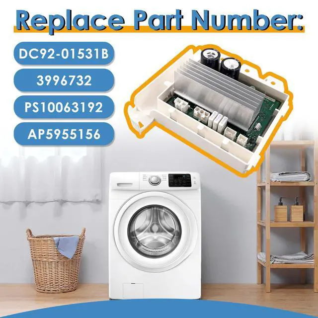 Alt view image 3 of 7 - DC92-01531B Washer Inverter Control Board, Compatible with Samsung Washer WF42H5400AF/A2, WF42H5200AP/A2, WF42H5200AW/A2, WF42H5000AW/A2, WF42H5400AW/A2, OE# 3996732, PS10063192, AP5955156