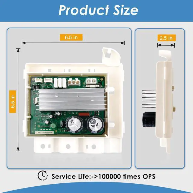 Alt view image 5 of 7 - DC92-01531B Washer Inverter Control Board, Compatible with Samsung Washer WF42H5400AF/A2, WF42H5200AP/A2, WF42H5200AW/A2, WF42H5000AW/A2, WF42H5400AW/A2, OE# 3996732, PS10063192, AP5955156