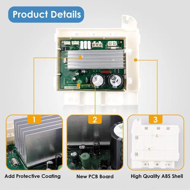 Alt view image 7 of 7 - DC92-01531B Washer Inverter Control Board, Compatible with Samsung Washer WF42H5400AF/A2, WF42H5200AP/A2, WF42H5200AW/A2, WF42H5000AW/A2, WF42H5400AW/A2, OE# 3996732, PS10063192, AP5955156