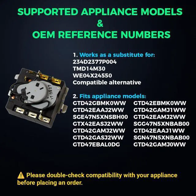 Alt view image 2 of 7 - 234D2377P004 - OEM Upgraded Replacement for General Electric Dryer Timer - Norm Pacific TMD14M30 - WE04X24550