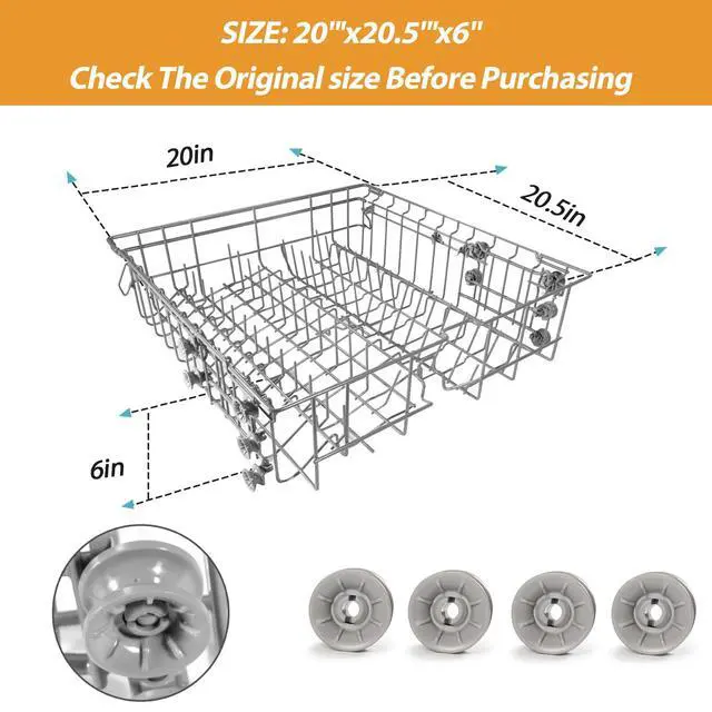 Alt view image 2 of 7 - Dishwasher DD82-01385B A/S Assembly-Middle Dishrack (20.5''W*20''D), Center Dishrack (With Dishrack Rollers) - Fit for Samsung Dishwasher Parts DW80R2031/DW80M2020US Series