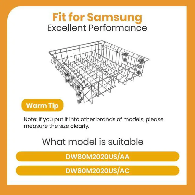 Alt view image 7 of 7 - Dishwasher DD82-01385B A/S Assembly-Middle Dishrack (20.5''W*20''D), Center Dishrack (With Dishrack Rollers) - Fit for Samsung Dishwasher Parts DW80R2031/DW80M2020US Series