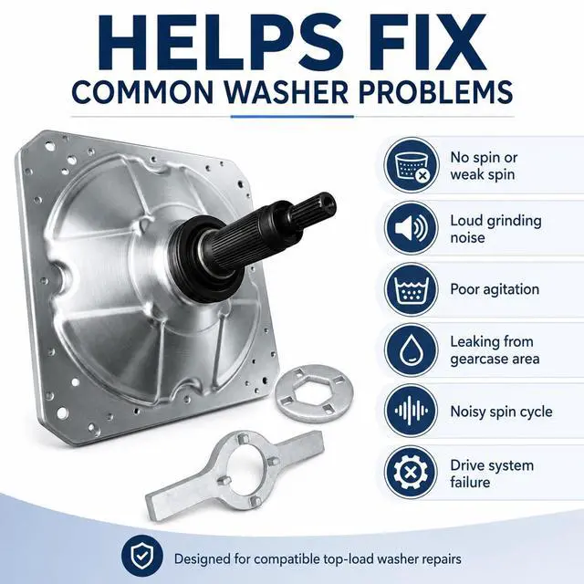Alt view image 2 of 7 - W11393685 Washer Gearcase with TB123B Spanner Wrench, Fits WTW8040DW4 WTW8500DW6 MVWB765FW3 MVWB835DC4 Replaces W11455453 W11134159, Compatible with Select Whirlpool Maytag Kenmore Top Load Washers