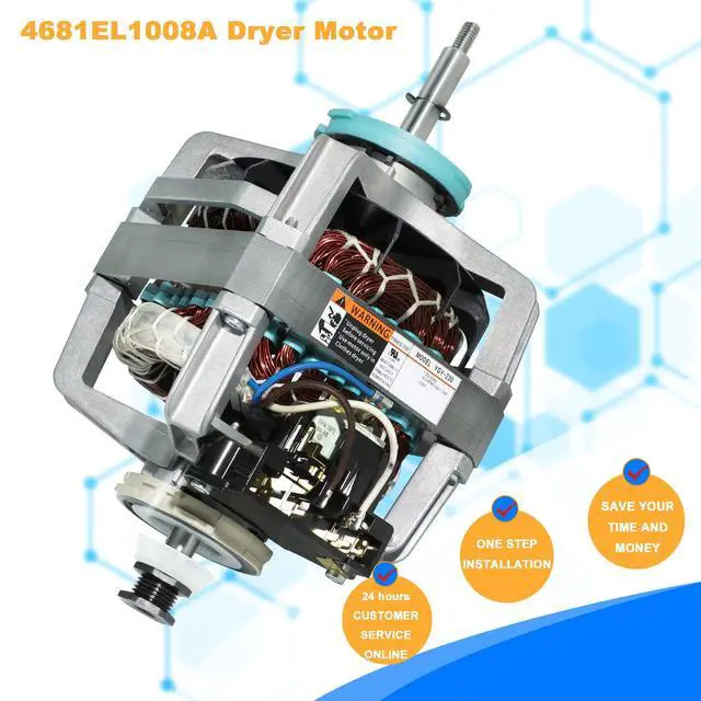 Alt view image 5 of 7 - Drive Motor 4681EL1008A Clothes Dryer Blower by for LG Ken-More Dryer Replace EAP2400858 4681EL1008B 4681EL1008H 4681EL1008K 4681EL1008P 1330330 (Shaft Length: 2-3/8" and 1-1/4")