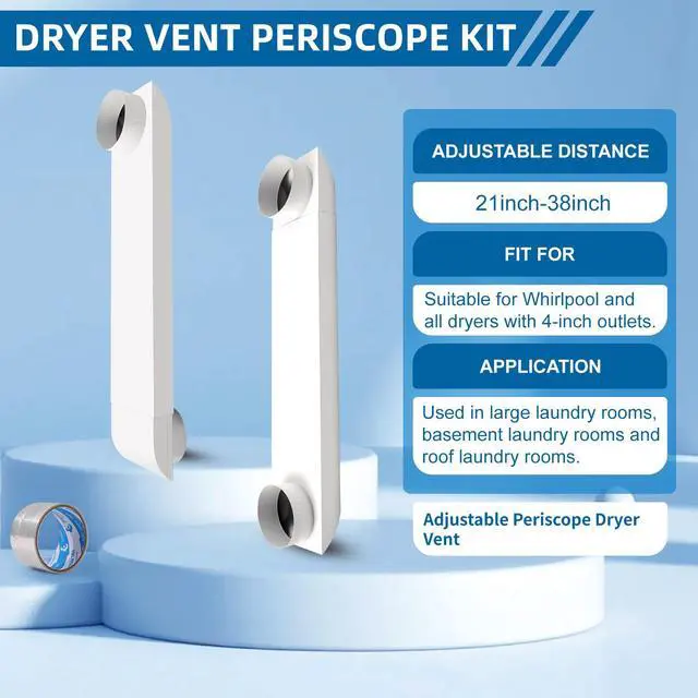 Alt view image 5 of 7 - 21in-38in Adjustable Periscope Dryer Vent Telescoping KitUpgraded 304 Stainless Steel, for Tight Space Duct Dryer Vent Pipe 4 Inch (White Baked Paint)