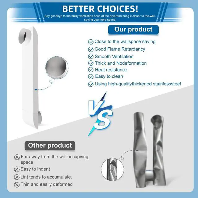 Alt view image 4 of 7 - 21in-38in Adjustable Periscope Dryer Vent Telescoping KitUpgraded 304 Stainless Steel, for Tight Space Duct Dryer Vent Pipe 4 Inch (White Baked Paint)