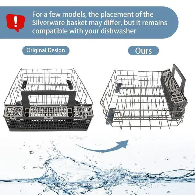 Alt view image 4 of 7 - WD28X26099 WD28X34744 Dishwasher Lower Rack Compatible with GE Dishwashers | With Silverware Basket, Replaces WD28X24396,WD28X22659,WD28X28918. Fits Models GDF510PSM0SS, GDF510PSR3SS, GDF535PSR0SS