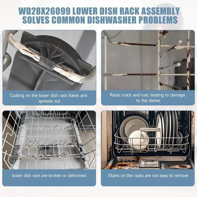 Alt view image 7 of 7 - WD28X26099 WD28X34744 Dishwasher Lower Rack Compatible with GE Dishwashers | With Silverware Basket, Replaces WD28X24396,WD28X22659,WD28X28918. Fits Models GDF510PSM0SS, GDF510PSR3SS, GDF535PSR0SS