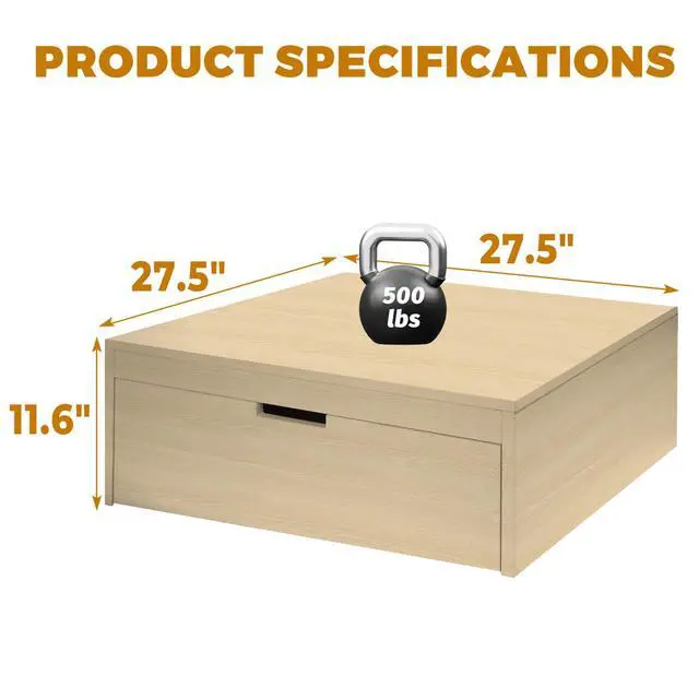 Alt view image 3 of 7 - Laundry Pedestal with Storage Drawer, Heavy Duty Washer Dryer Pedestal 27.5" Universal Fit Anti-Vibration Washing Machine Riser, 500 LBS Capacity (Light Oak)
