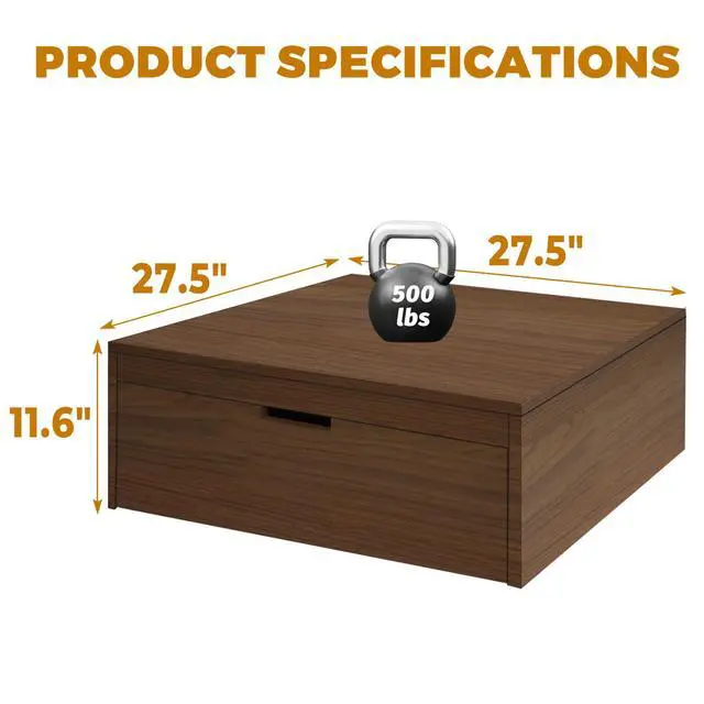 Alt view image 2 of 7 - Laundry Pedestal with Storage Drawer, Heavy Duty Washer Dryer Pedestal 27.5" Universal Fit Anti-Vibration Washing Machine Riser, 500 LBS Capacity (Walnut)