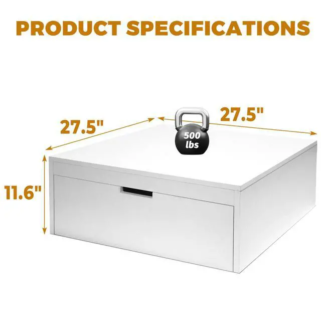 Alt view image 3 of 7 - Laundry Pedestal, Heavy Duty Wood Washer Dryer Pedestal, 27.5" Universal Fit Washer and Dryer Stand, 500 LBS Capacity (White)