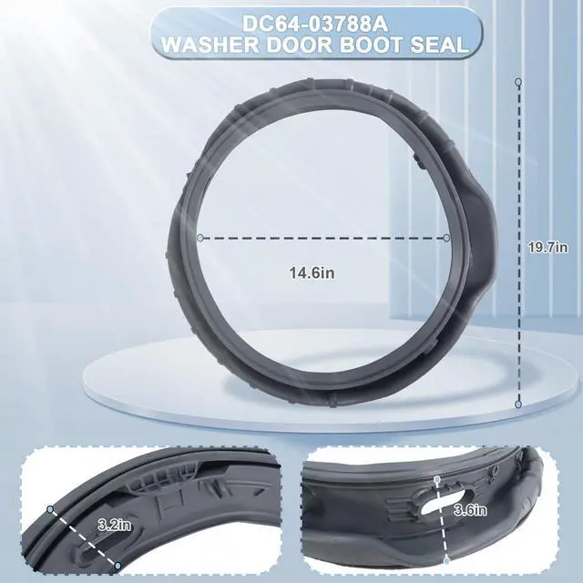 Alt view image 2 of 7 - WF45T6000AW/A5 Washer Door Boot Seal for Samsung Front Loader Door Seal DC64-03788A X 006 AP6884238 diaphragm Fit WF45R6300AW/US WF45R6100AW/US WF45T6200AW/US WF45B6300AW WF45A6400 WF46BB670 WF50A860