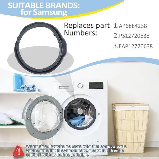 Alt view image 3 of 7 - WF45T6000AW/A5 Washer Door Boot Seal for Samsung Front Loader Door Seal DC64-03788A X 006 AP6884238 diaphragm Fit WF45R6300AW/US WF45R6100AW/US WF45T6200AW/US WF45B6300AW WF45A6400 WF46BB670 WF50A860