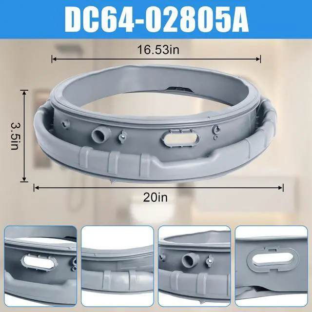 Alt view image 2 of 7 - DC64-02805A WF405ATPAWR/A2 Washer Door Boot Seal Gasket Compatible with Samsung Washer Replacement Parts Door Diaphragm WF393BTPARA/A2,WF395BTPASU/A2, WF395BTPAWR/A2,WF405ATPASU