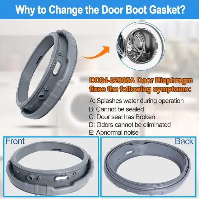Alt view image 5 of 7 - DC64-02805A WF405ATPAWR/A2 Washer Door Boot Seal Gasket Compatible with Samsung Washer Replacement Parts Door Diaphragm WF393BTPARA/A2,WF395BTPASU/A2, WF395BTPAWR/A2,WF405ATPASU