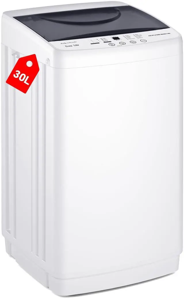Main image of Portable Washing Machine, 7.7 lbs Full-Automatic Compact Laundry Washer, Stainless Steel Drum, 10 Wash Cycles, Auto-Balance Detection, LED Display, Mini Washer for Home, Apartment, Dorm, White