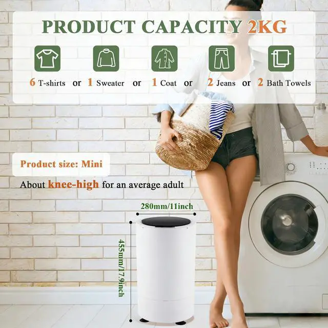 Alt view image 2 of 6 - Compact Electric Spin Dryer 110V, Portable Mini Laundry Dryer for Apartments, Schools, Dorms, RVs, Camping