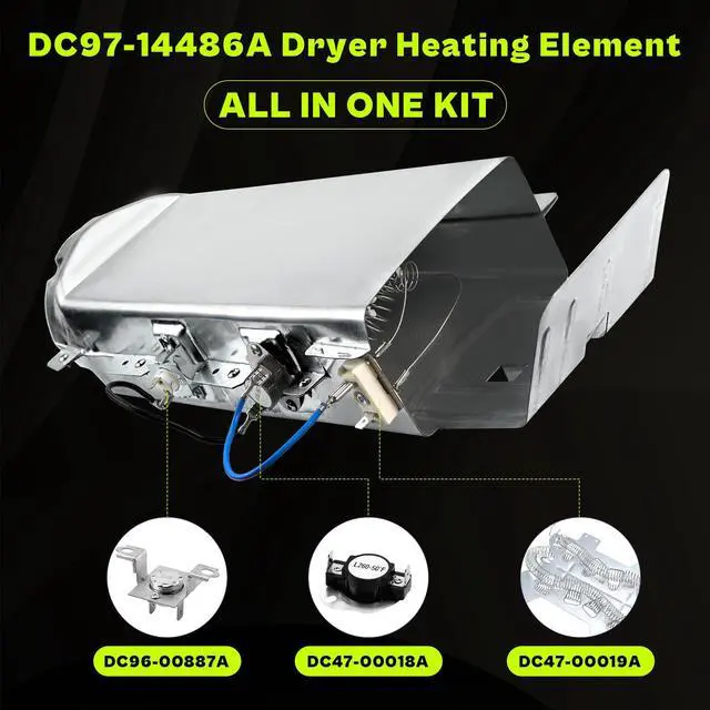 Alt view image 4 of 7 - DV48H7400EW/A2 DVE50R5400V/A3 DV42H5000EW/A3 Heating Element DC97-14486A for Samsung DV45H7000EW/A2 DV40J3000EW/A2 DV422EWHDWR/AA DVE50M7450W/A DVE45R6100C/A3 DVE45R6100P/A3 DVE45R6100W/A3