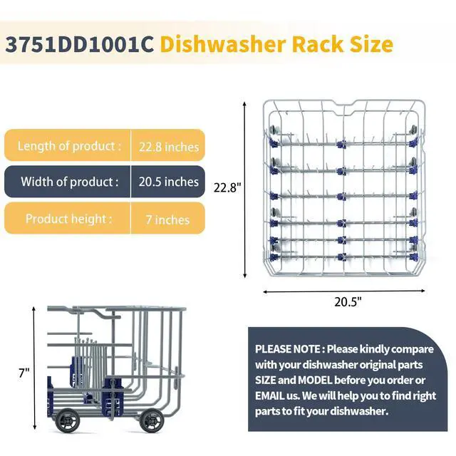 Alt view image 2 of 6 - Upgraded 3751DD1001J 3751DD1001C Dishwasher Lower Rack Replacement Parts for LG Dishwasher Parts Lower Dishrack Drawer MGR47998602 LDF7774ST LDF5545ST LG Bottom Dishwasher Rack Wheels Dish Washer Tray