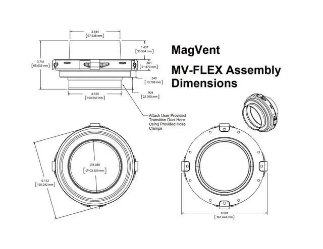 Alt view image 3 of 3 - MV-Flex Magnetic Dryer Vent Coupling (Anodized Silver)
