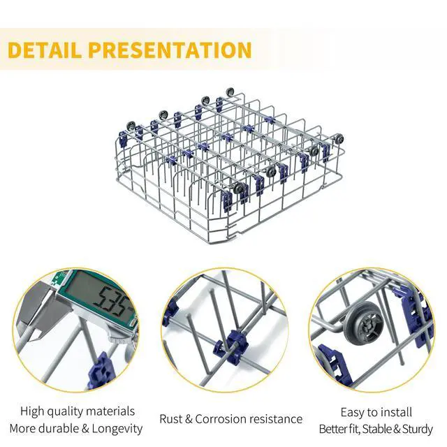Alt view image 3 of 6 - Upgraded 3751DD1001J 3751DD1001C Dishwasher Lower Rack Replacement Parts for LG Dishwasher Parts Lower Dishrack Drawer MGR47998602 LDF7774ST LDF5545ST LG Bottom Dishwasher Rack Wheels Dish Washer Tray