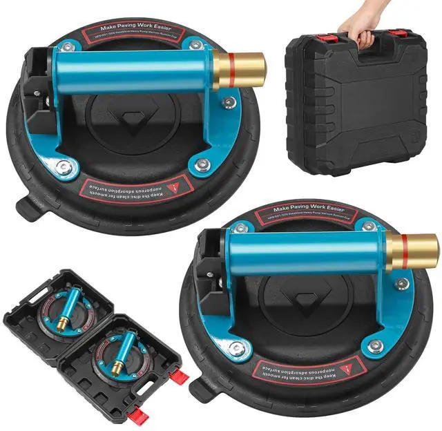 Main image of 2 Pack Heavy Duty Vacuum Suction Cup with Metal Handle and Brass Pump, Hand-held Lifter for Glass, Granite, Window, 480lbs Load Capacity, Free Carrying Case