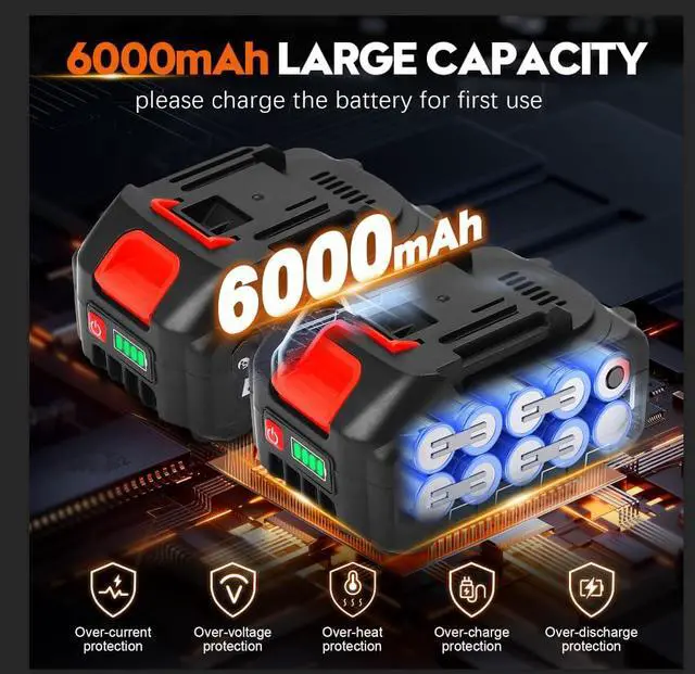 Alt view image 5 of 7 - Cordless Handheld Washer Brushless Motor, 6000mAh Battery Operated Car Washer 6-in-1 Nozzle Foam Cannon, Lightweight Water Washer Home Cleaning Tool for Patio Boat Fence Driveway Floor Deck