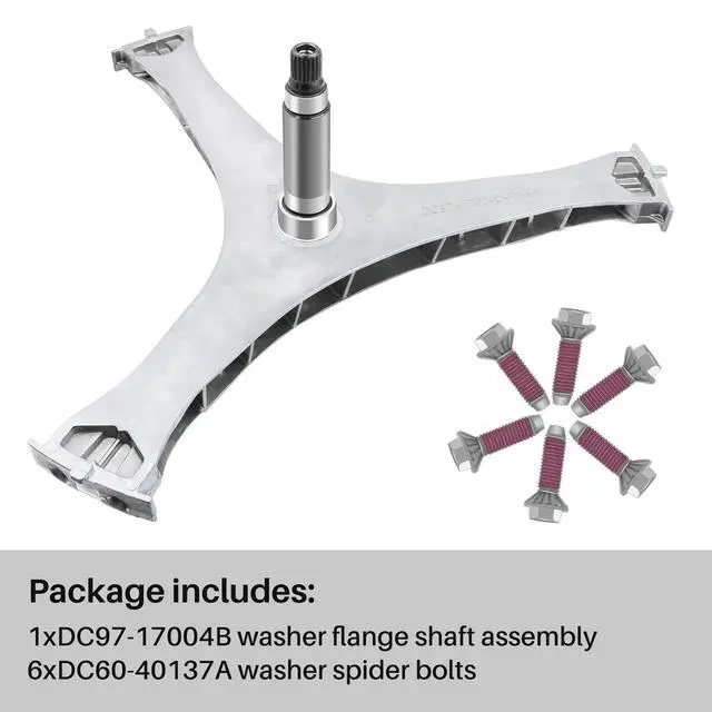 Alt view image 4 of 7 - DC97-17004B Washer Flange Shaft Assembly Compatible with Samsung Washing Machine, with DC60-40137A Spider Hex Bolt (6 Pack) Replace DC97-17004A DC97-17004E AP5800144 4000061