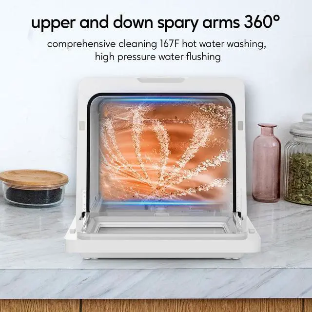 Alt view image 5 of 7 - Portable Dishwashers for Camping and Home with 5l Water Tank, Hose, LED Light, 10 Wash Programs, Baby Care Mode, Dual Water Supply and 1h Hot Air Drying