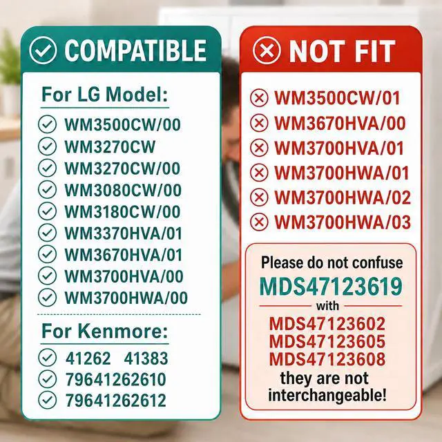 Alt view image 4 of 7 - MDS47123619 WM3270CW WM3500CW/00 WM3700HVA/00 Washer Door Gasket Compatibile with LG Front-Load Washing Machines, WM3270CW/00 Door Boot Seal with 383EER4001A Washer Spring Expansion Removal Tool