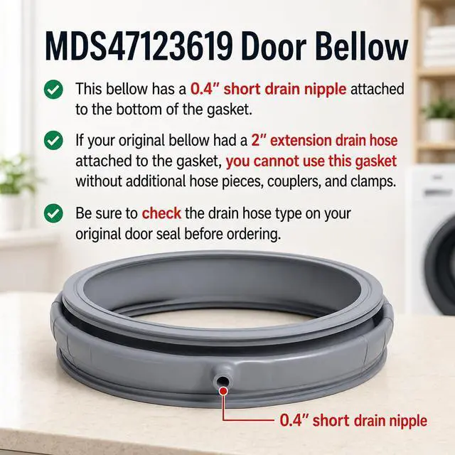 Alt view image 7 of 7 - MDS47123619 WM3270CW WM3500CW/00 WM3700HVA/00 Washer Door Gasket Compatibile with LG Front-Load Washing Machines, WM3270CW/00 Door Boot Seal with 383EER4001A Washer Spring Expansion Removal Tool