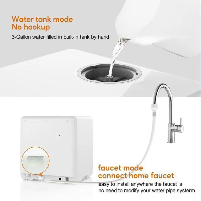 Alt view image 3 of 7 - Portable Dishwashers for Camping and Home with 5l Water Tank, Hose, LED Light, 10 Wash Programs, Baby Care Mode, Dual Water Supply and 1h Hot Air Drying