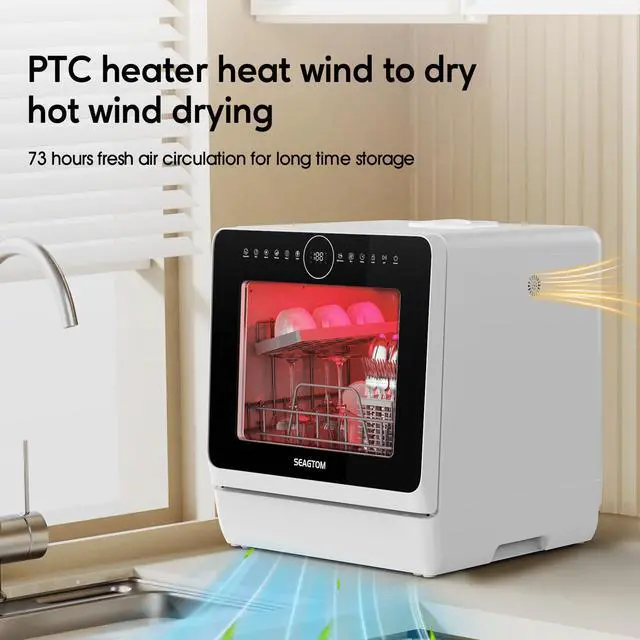 Alt view image 6 of 7 - Portable Dishwashers for Camping and Home with 5l Water Tank, Hose, LED Light, 10 Wash Programs, Baby Care Mode, Dual Water Supply and 1h Hot Air Drying