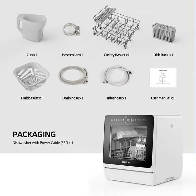 Alt view image 7 of 7 - Portable Dishwashers for Camping and Home with 5l Water Tank, Hose, LED Light, 10 Wash Programs, Baby Care Mode, Dual Water Supply and 1h Hot Air Drying