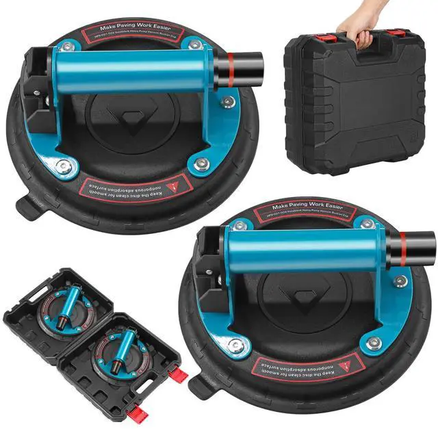 Main image of 2 Pack Glass suction cups, 8" Heavy Duty Vacuum Suction Cup with Metal Handle, Hand-held Glass Lifter for Glass, Granite, Window, 480lbs Load Capacity W/Free Carrying Case