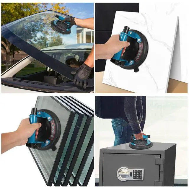 Alt view image 6 of 7 - 2 Pack Glass suction cups, 8" Heavy Duty Vacuum Suction Cup with Metal Handle, Hand-held Glass Lifter for Glass, Granite, Window, 480lbs Load Capacity W/Free Carrying Case