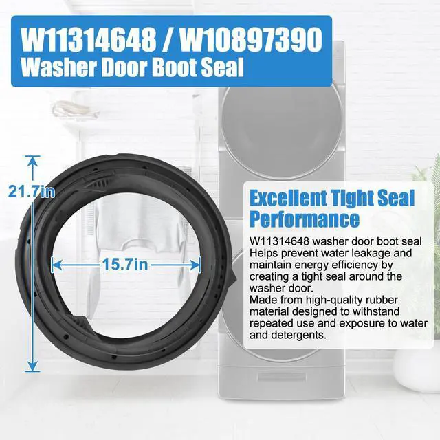 Alt view image 3 of 7 - Upgraded W11314648 Washer Door Boot Seal Compatible with Whirlpool Duet Washer Door Seal W10897390 Maytag Front Load Washing Machine Seal Bellow Gasket Parts WFW6620HC0 MHW5630HW0 WFW5620HW0 Door Seal