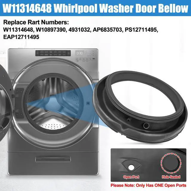 Alt view image 2 of 7 - Upgraded W11314648 Washer Door Boot Seal Compatible with Whirlpool Duet Washer Door Seal W10897390 Maytag Front Load Washing Machine Seal Bellow Gasket Parts WFW6620HC0 MHW5630HW0 WFW5620HW0 Door Seal