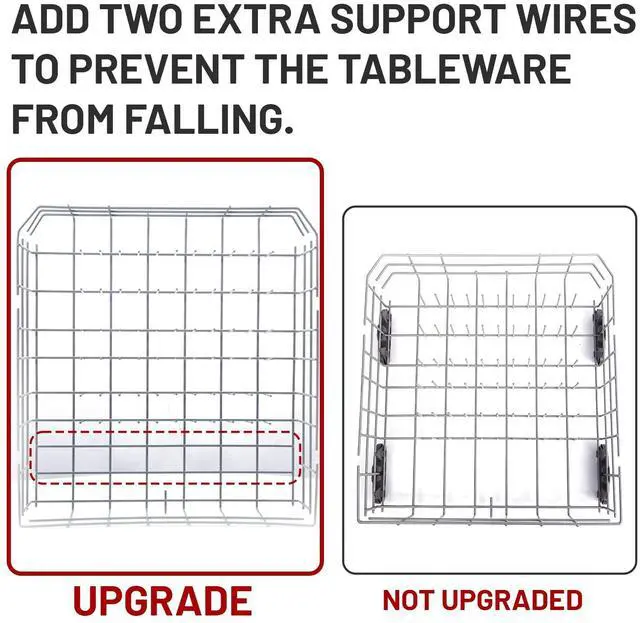 Alt view image 4 of 7 - Upgraded W10728159 Dishwasher Lower Rack for Maytag Dishwasher Rack with Wheels, W10525646 W10780925 W10082825 Lower Rack Replacement for Kitchenaid Dishwasher Rack Parts, 22"D by 20.8"W