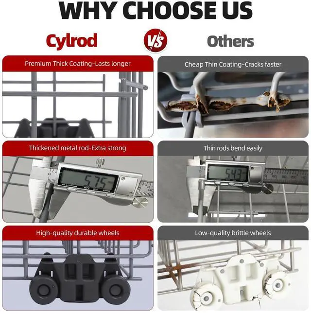 Alt view image 7 of 7 - Upgraded W10728159 Dishwasher Lower Rack for Maytag Dishwasher Rack with Wheels, W10525646 W10780925 W10082825 Lower Rack Replacement for Kitchenaid Dishwasher Rack Parts, 22"D by 20.8"W
