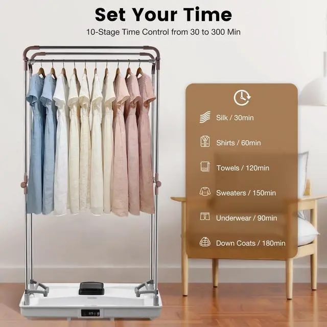 Alt view image 5 of 7 - Foldable Clothes Dryer,Easy Install,1200W with Timer | Foldable, Easy Installation, 1200W Fast Drying, Quiet, Adjustable Timer,Large Capacity