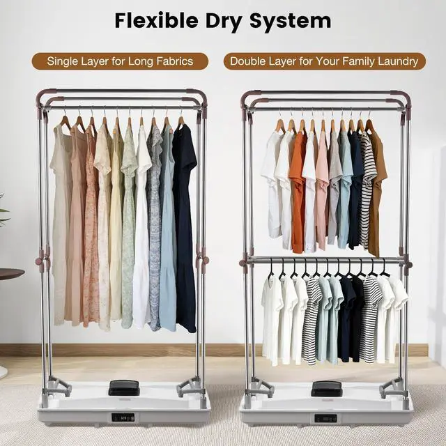 Alt view image 4 of 7 - Foldable Clothes Dryer,Easy Install,1200W with Timer | Foldable, Easy Installation, 1200W Fast Drying, Quiet, Adjustable Timer,Large Capacity