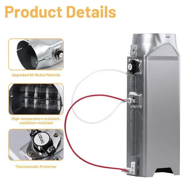 Alt view image 5 of 7 - Dryer Heating Element Kit for DLE2516W DLE4970W DLE7100W DLE7300VE DLE1310W DLEX3470V DLEX8000V DLE5977W DLE1501W DLE6100W DLE1101W DLE7300WE DLE5955W DLEX3700V DLEY1201V DLE1501W Dryers