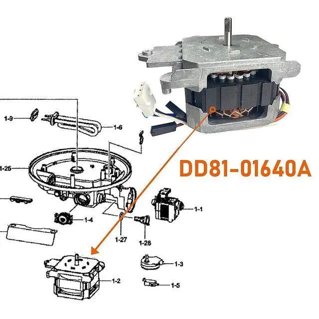 Alt view image 7 of 7 - DD81-01640A(0B) / IC-77225SSDWB-1 for Samsung Dishwasher Circulation Pump Motor Parts - OEM Replacement, Fixes Poor Cleaning, No Wash Cycle & Weak Spray Pressure