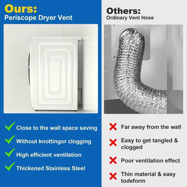 Alt view image 7 of 7 - UD48S Telescoping Dryer Vent, 4" Stainless Steel Adjustable 17.7"-29.5" Inch Periscope Dryer Duct Kit for Tight Spaces Fits LG/Whirlpool and all 4in Dryer Vent Outlet