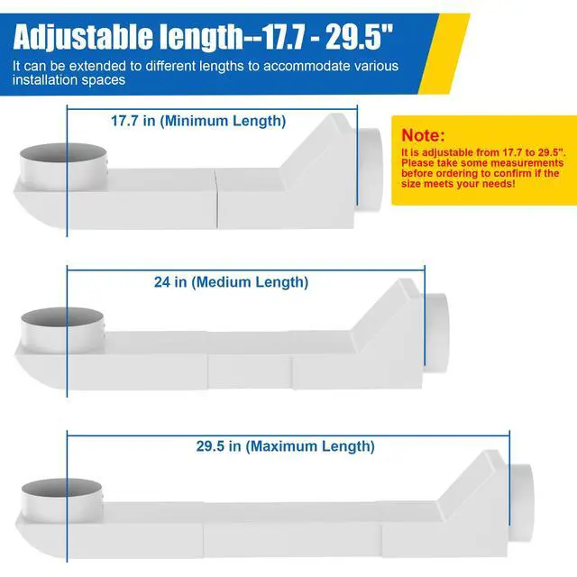 Alt view image 5 of 7 - UD48S Telescoping Dryer Vent, 4" Stainless Steel Adjustable 17.7"-29.5" Inch Periscope Dryer Duct Kit for Tight Spaces Fits LG/Whirlpool and all 4in Dryer Vent Outlet