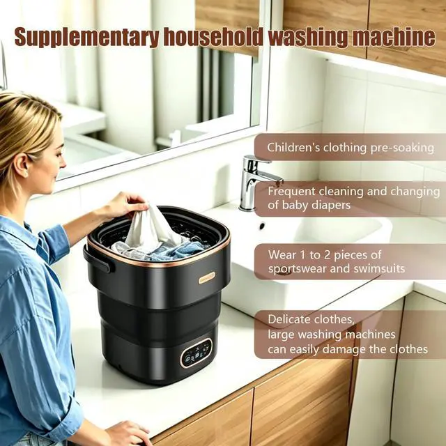 Alt view image 6 of 7 - 20L Mini Portable Washing Machine,Foldable Portable Washer Mini Lavadora Portatil for Apartment,RV,Camping,Travel Wash Baby Clothes, Underwear,Bra Separately to Keep Clean and Healthy